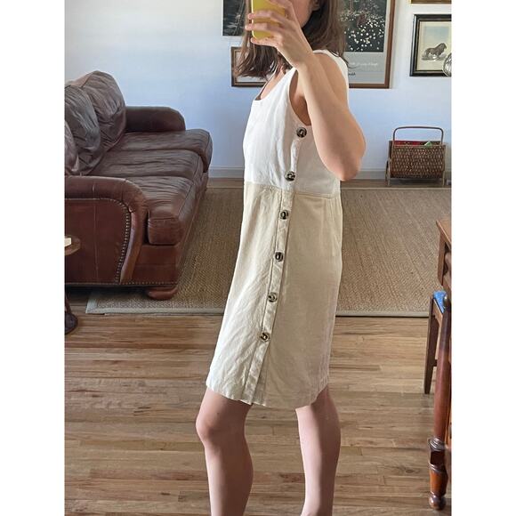 Cotton Side Button Shift Mini Dress Size Small - Picture 3 of 7